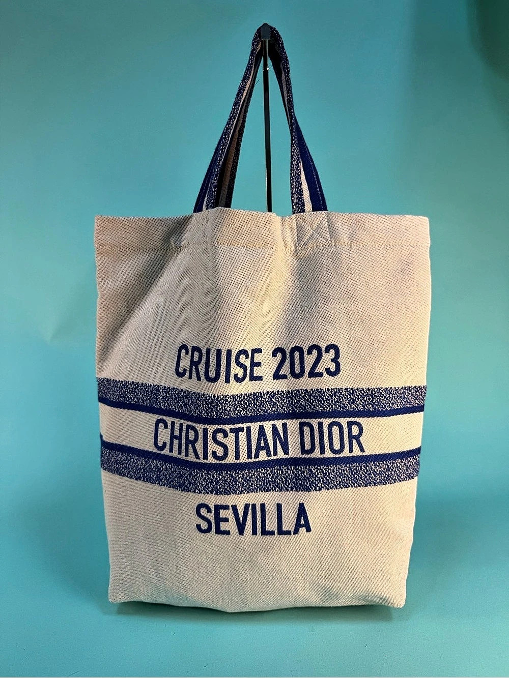 Christian Dior Cruise 2023 Sevilla Tote Bag Blue & Cream